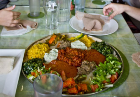 A hole in the wall Ethiopian restaurant in Los Angeles
